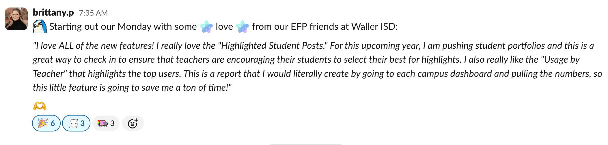 More positive administrator feedback